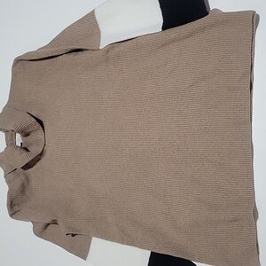 J. Jill Beige Cowl Neck Sweater with Colorblock Sleeves